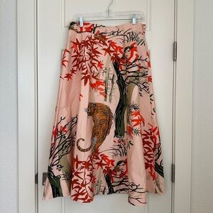 Marianna Deri Floral Tiger Print Skirt - Pink and Orange